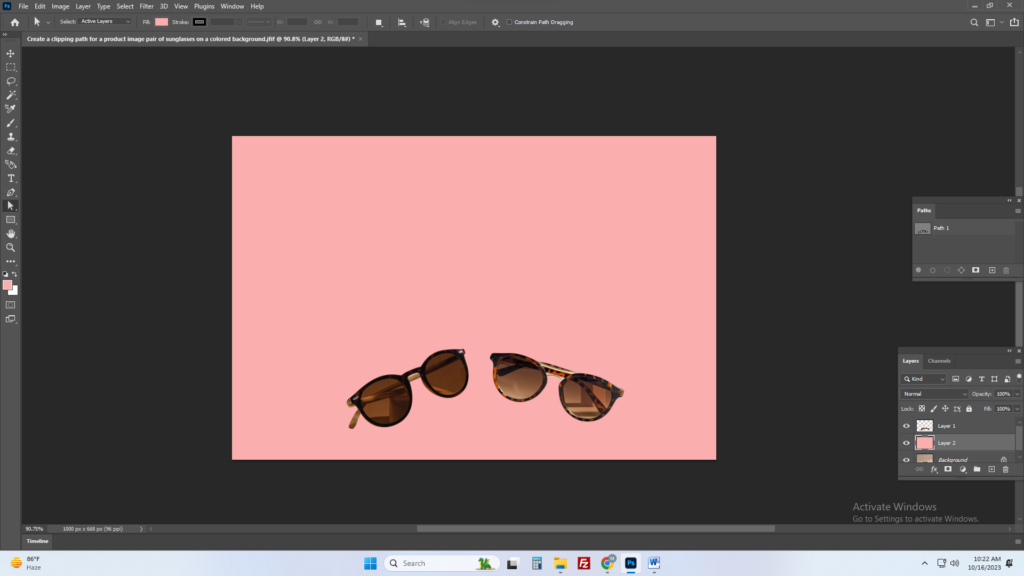 Exporting the Image of Create a clipping path for a product image