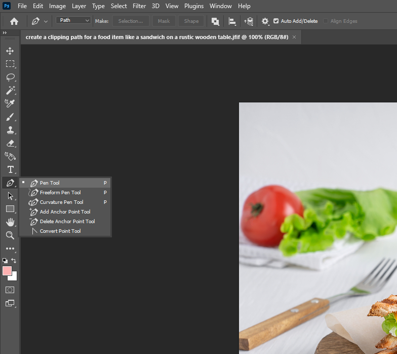 Select the Pen Tool