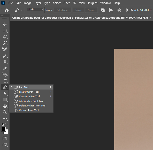 Selecting the Pen Tool