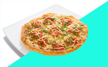 Generate a clipping image for a food item like a pizza on white plate